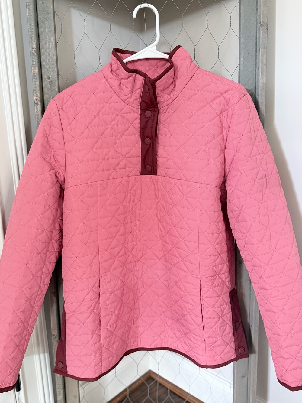 NWT Lands' End Primaloft Pullover Jacket Women’s M Snap-Neck Bottom Side Snaps